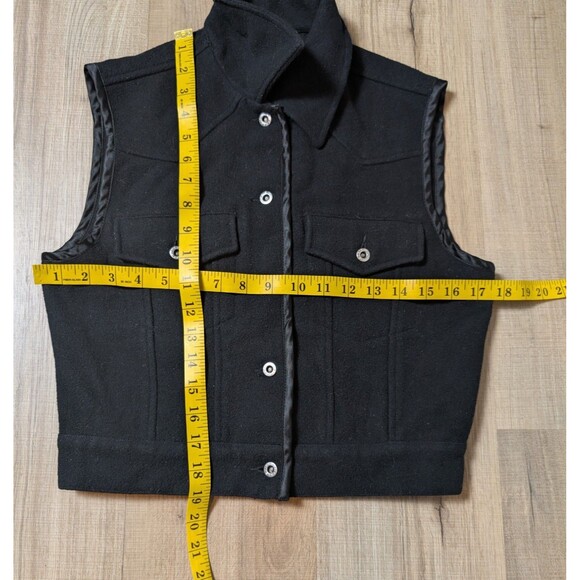 Vintage Esprit Size M Vest Black Alpaca Wool Blend Cropped Trucker Boho Chic - Picture 13 of 13